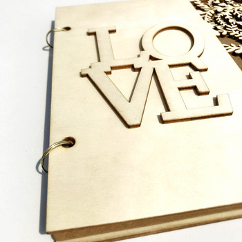 Висококачествена сватбена книга за гости Изящна дървена книга за гости от кухо дърво Годежна книга за вписване в деня на сватбата