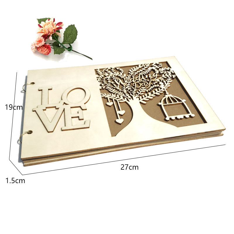 Aukštos kokybės vestuvių svečių knyga Išskirtinė tuščiavidurio medžio medinė svečių knyga Vestuvių dienos sužadėtuvės vardas Prisijungti knyga