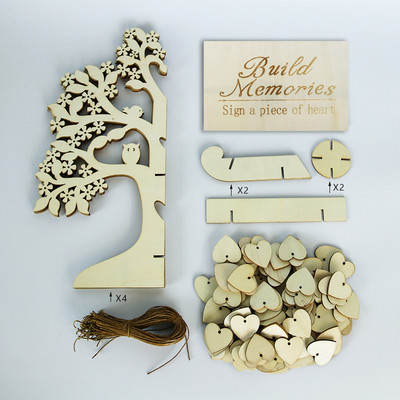 Βιβλίο επισκεπτών γάμου δέντρο ευχών δέντρο για ρουστίκ καλεσμένο γάμου Μητρώο Δέντρο με Ξύλινες Καρδιές Κρεμαστό Δώρο Γάμου Διακοσμήσεις