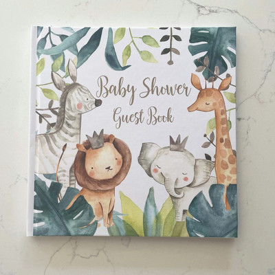 Βιβλίο επισκεπτών Safari Baby Shower, Βιβλίο επισκεπτών Jungle, Baby Shower Zoo Animal Photo Album, for Gender Reveal Party