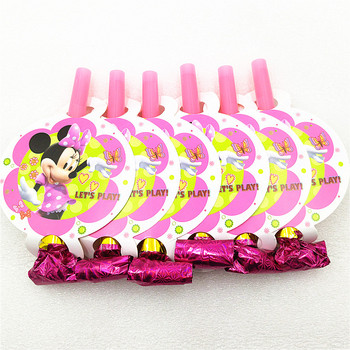 6 τμχ/τσάντα Minnie Mouse Party Supplies Blowout Trumpet Horns Παιδικά Baby Shower Party Διακόσμηση Παιδικά Γενέθλια Minnie Mouse Blowout