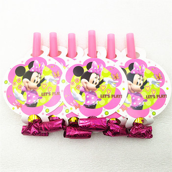 6 τμχ/τσάντα Minnie Mouse Party Supplies Blowout Trumpet Horns Παιδικά Baby Shower Party Διακόσμηση Παιδικά Γενέθλια Minnie Mouse Blowout