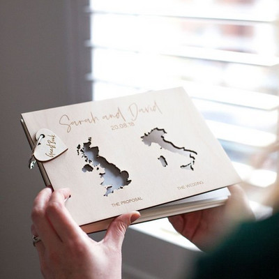 Rustikaalne isikupärastatud maailmakaart Pulmakülaliste raamat – Kohandatud osariigi pulmade külalisteraamat – Pikamaa armastuse ja puidust pulmade külalisteraamat