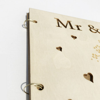 MR MRS Heart Tree Wooden Wedding Gues Tbook Mr. Mrs. Photo Frame Книга за регистрация на сватбени гости Книга за сватбени автографи Книга за регистрация