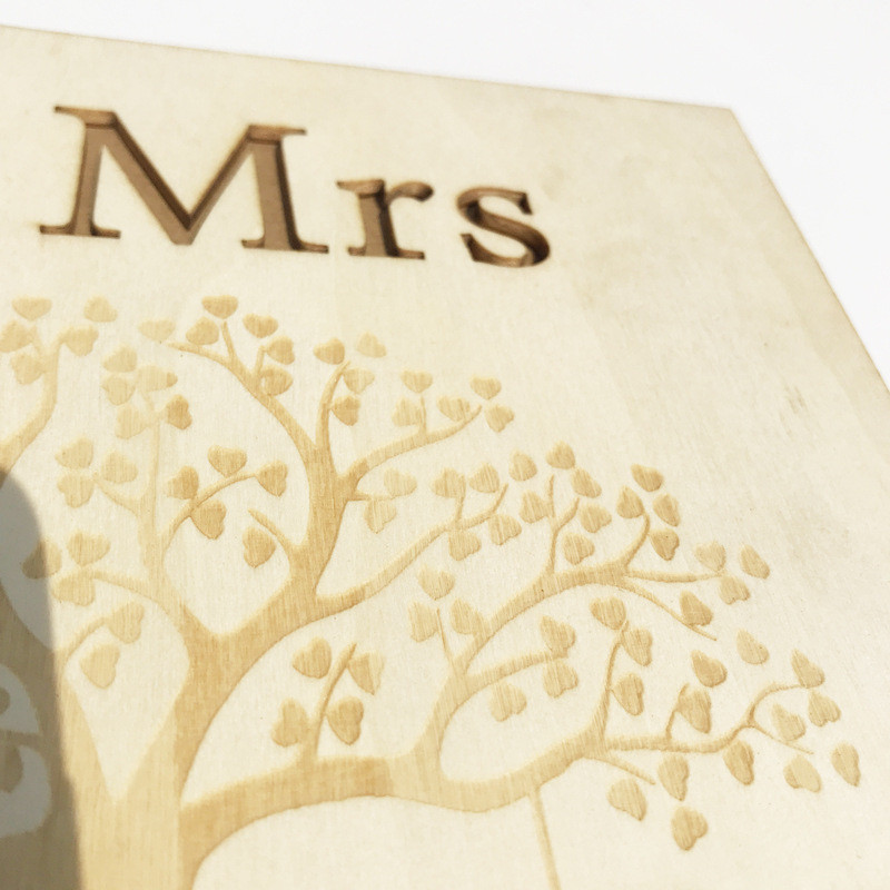 P. MRS Širdies medis Medinis Vestuvių Gues Tknyga Ponia Ponia Nuotraukų rėmelis Vestuvių svečio prisijungimo knyga Vestuvių autografų knyga Prisijungimo knyga