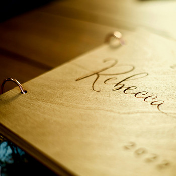 Персонализирана сватбена книга за гости Подарък за парти за душ Ръчно изработена дървена книга за гости Фотоалбум Скрапбук Сватбен спомен
