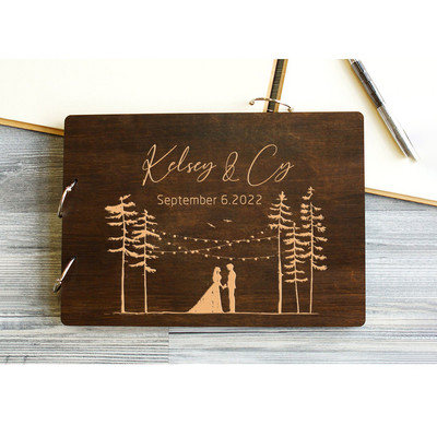 Personalizirana knjiga gostiju vjenčanja Poklon za tuširanje Ručno izrađena drvena knjiga gostiju Foto album Spomenar Uspomena na vjenčanje