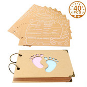 Baby Shower DIY Albums Drukāts Foto Viesu Grāmatas Albums Paraksts Zilonis Kraftpapīrs Viesu grāmata Padomu kartītes Dzimšanas dienas ballītes dekors