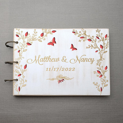 Εξατομικευμένο Ρουστίκ Βιβλίο Επισκεπτών Χαραγμένο Ξύλινο Βιβλίο Επισκεπτών Ευχές Γάμου Άλμπουμ Γάμου Δώρο για Ζευγάρι Μπομπονιέρες Γάμου