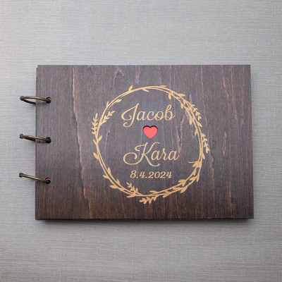 Εξατομικευμένο Ρουστίκ Βιβλίο Επισκεπτών Χαραγμένο Ξύλινο Βιβλίο Επισκεπτών Ευχές Γάμου Άλμπουμ Γάμου Δώρο για Ζευγάρι Μπομπονιέρες Γάμου
