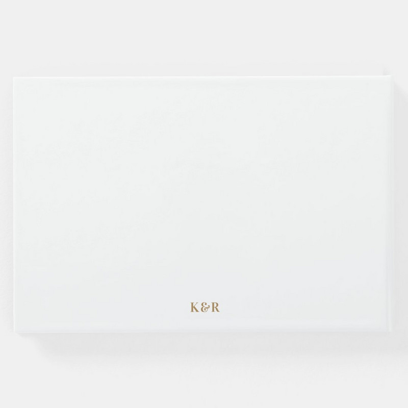 Pulmamonogramm, minimalistlik lihtne kuldne ja valge külalisteraamat, allkirjaraamat, viidaraamat, pulmakingitused, pulmameenutus