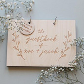 Carte de oaspeți cu coroană, Carte de oaspeți de nuntă, Carte de oaspeți personalizată din lemn, Album de nuntă A4 Carte de oaspeți modernă personalizată, Decor de nuntă rustic