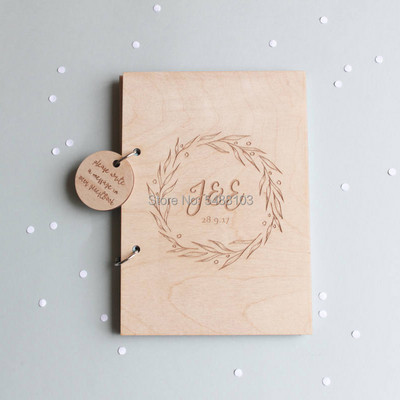 Carte de oaspeți cu coroană, Carte de oaspeți de nuntă, Carte de oaspeți personalizată din lemn, Album de nuntă A4 Carte de oaspeți modernă personalizată, Decor de nuntă rustic