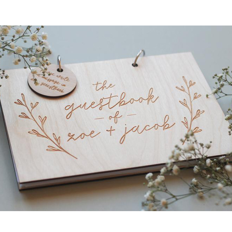 Carte de oaspeți cu coroană, Carte de oaspeți de nuntă, Carte de oaspeți personalizată din lemn, Album de nuntă A4 Carte de oaspeți modernă personalizată, Decor de nuntă rustic