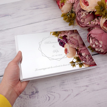 25x18cm Персонализиран модерен стил Сватбен подпис Книга за гости Акрилни огледални корици Книги Годежни сувенири Подарък