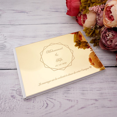 25 x 18 cm kohandatud moodsa stiiliga pulmade külalisteraamat Akrüülist peeglikaaneraamatud Kihluspeo soodustuste kingitus