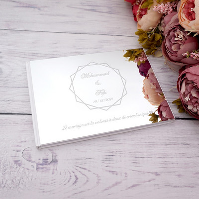 25 x 18 cm kohandatud moodsa stiiliga pulmade külalisteraamat Akrüülist peeglikaaneraamatud Kihluspeo soodustuste kingitus