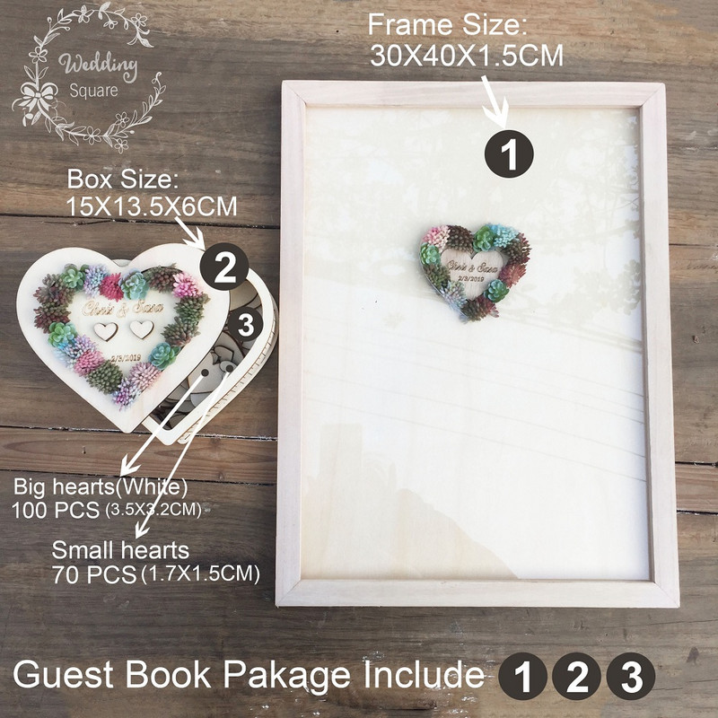 Pulmakast Pulmamahlane Cactus Wrcath Isikupärastatud külalisteraamat Raam Sildiraamat Pulmakaunistus puidust kast