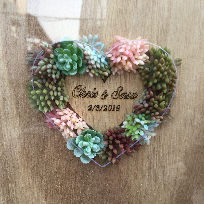 Pulmakast Pulmamahlane Cactus Wrcath Isikupärastatud külalisteraamat Raam Sildiraamat Pulmakaunistus puidust kast