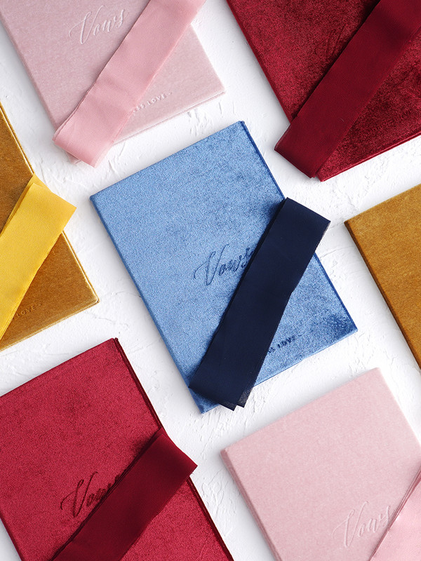 Carte de jurământ de nuntă Favoare Cartea jurământului mirilor A4 Copertă din catifea cu funde Cadou de mireasă Declarație romantică de dragoste Prop foto