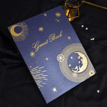 Βιβλίο επισκεπτών γάμου Μωρό νυφικό ντους δώρα Ευχετήρια πρόσκληση Υπογραφή Όνομα Επαγγελματικό βιβλίο Μπλε εξώφυλλο με χρυσά αστέρια