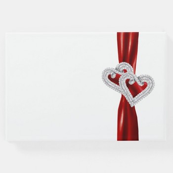 Red Diamond Hearts Wedding Signature Βιβλίο επισκεπτών, Εξατομικευμένο βιβλίο επισκεπτών, Προσαρμοσμένο όνομα και ημερομηνία, Γαμπρός και νύφη, Δώρα γάμου