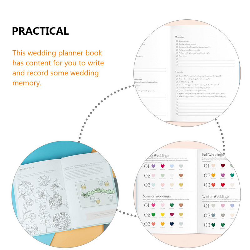Vestuvių planuotojas Planavimas Vestuvių knygų organizatorius Užrašų knygelė Užrašų knygelė Dienoraštis Dušo žurnalas Sužadėtuvių dovanų kalendorius Nuotakos segtuvai Dovanos
