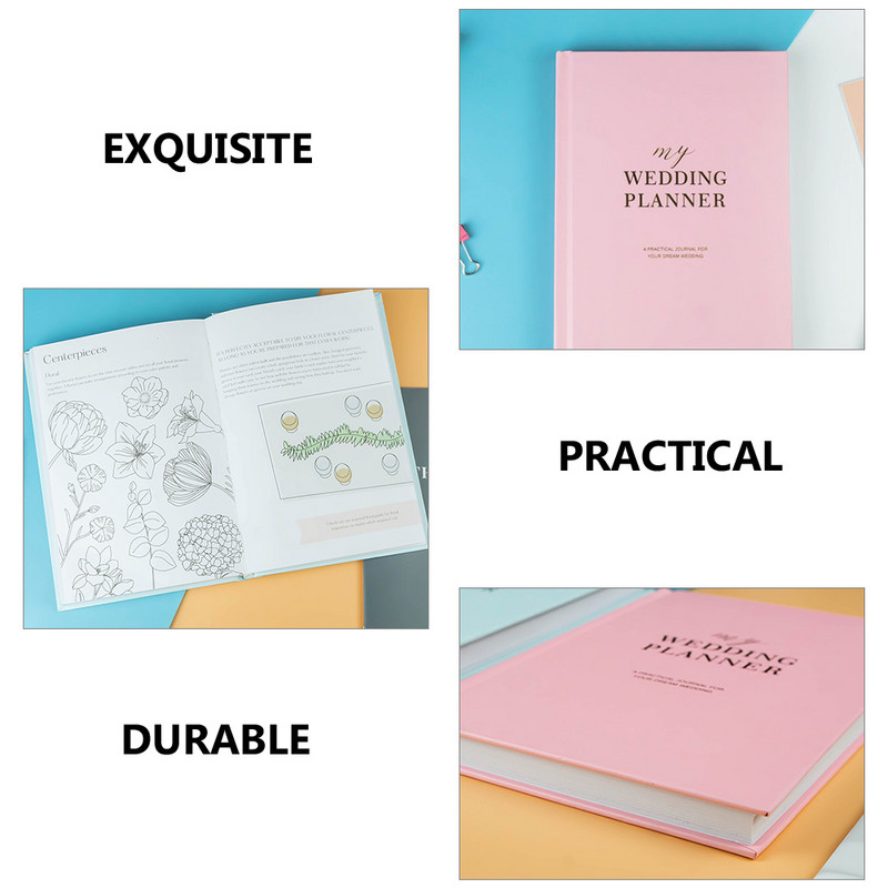 Vestuvių planuotojas Planavimas Vestuvių knygų organizatorius Užrašų knygelė Užrašų knygelė Dienoraštis Dušo žurnalas Sužadėtuvių dovanų kalendorius Nuotakos segtuvai Dovanos