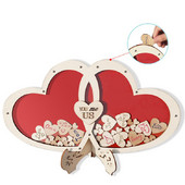 Carte de oaspeți de nuntă în formă de inimă Cadru din lemn de sus cu 100 de bucăți de inimă alternativă pentru carte de semne pentru aniversarea petrecerii