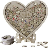 Decorare carte de oaspeți de nuntă în formă de inimă, cutie de picături cu inimă dulce, pentru nuntă, cu mesaje 3D, carte de oaspeți, suport din lemn, ornamente