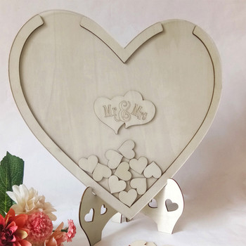 Сватбена книга за гости във формата на сърце Декорация Рустик Сладко сърце Drop Box Сватба 3D съобщение Книга за гости Дървена кутия Държач Орнаменти