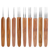 TLKKUE Dreadlock Bamboo Crochet Dirty Braid Croșetat 1-3 cârlige Diferite dimensiuni Ace de tricotat Ușor de curățat 3 seturi Opțional