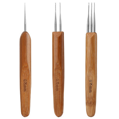 TLKKUE Dreadlock Bamboo Crochet Dirty Braid Croșetat 1-3 cârlige Diferite dimensiuni Ace de tricotat Ușor de curățat 3 seturi Opțional
