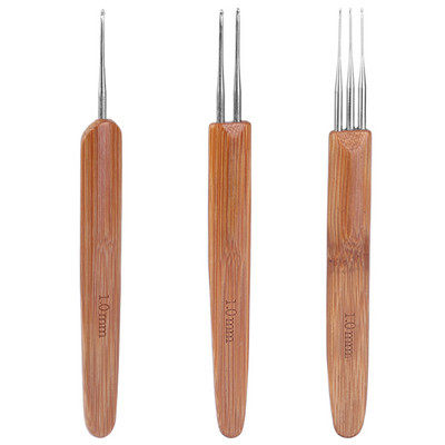 TLKKUE Dreadlock Bamboo Crochet Dirty Braid Croșetat 1-3 cârlige Diferite dimensiuni Ace de tricotat Ușor de curățat 3 seturi Opțional