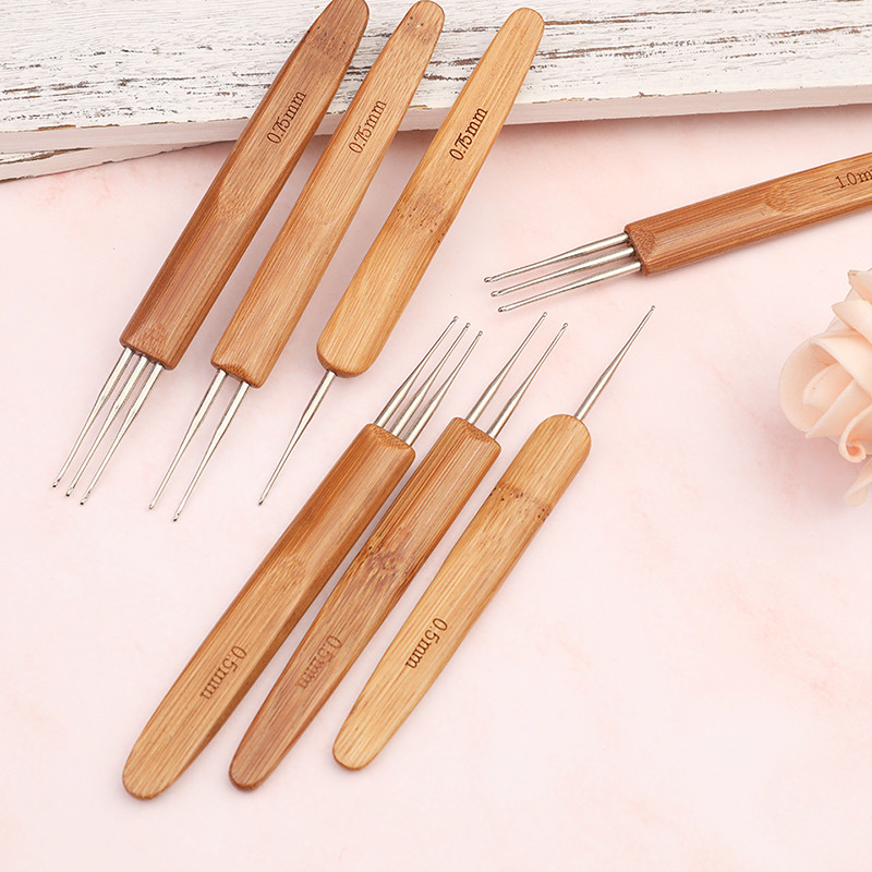 TLKKUE Dreadlock Bamboo Crochet Dirty Braid Croșetat 1-3 cârlige Diferite dimensiuni Ace de tricotat Ușor de curățat 3 seturi Opțional