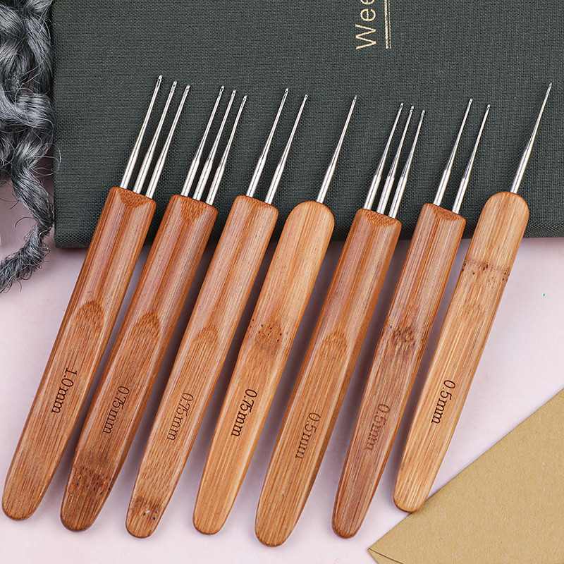 TLKKUE Dreadlock Bamboo Crochet Dirty Braid Croșetat 1-3 cârlige Diferite dimensiuni Ace de tricotat Ușor de curățat 3 seturi Opțional