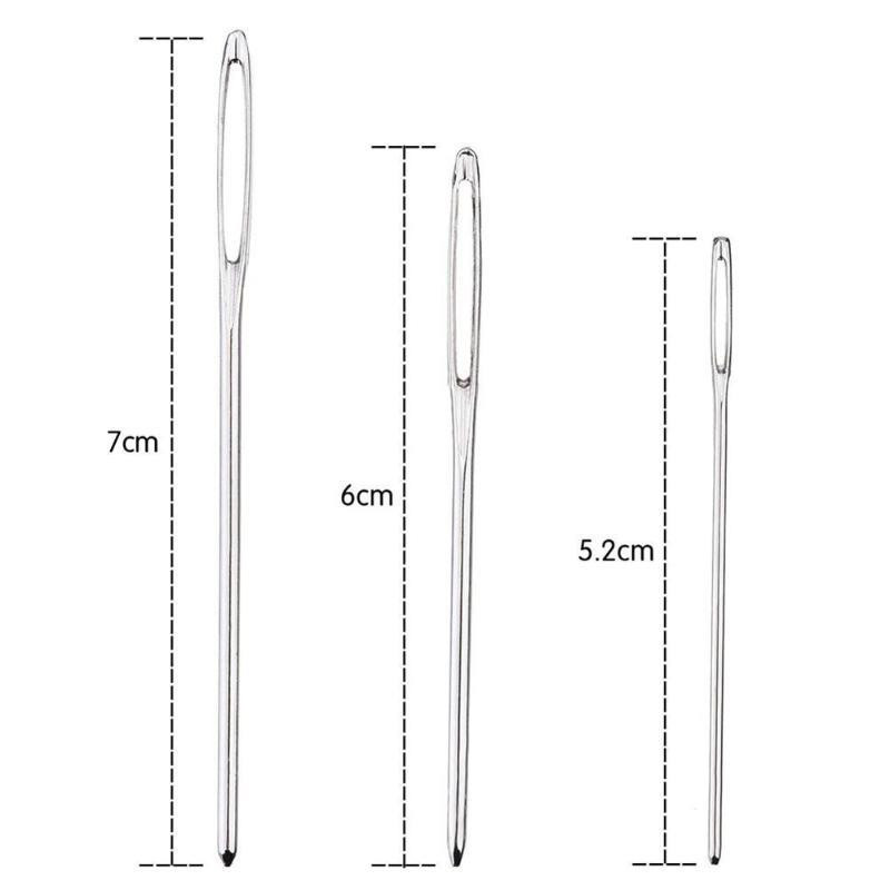 9 bucăți ace de cusut cu ochi mari, ace de tricotat cu punct de cruce, lucrate manual din piele, ață de brodat, ac, accesorii de cusut