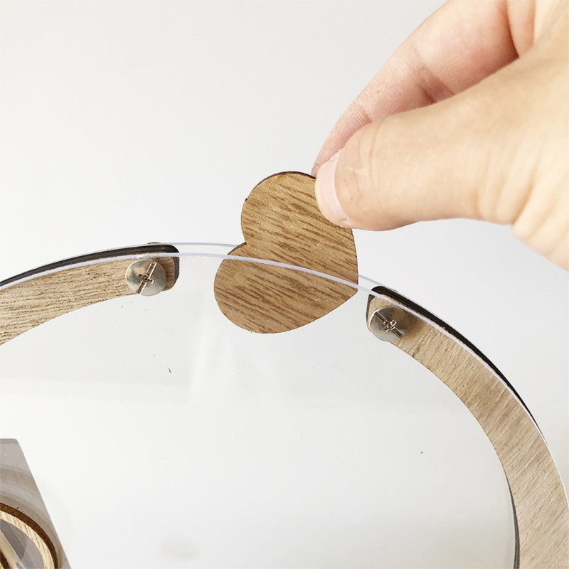 C90D Cadru de inimă din lemn Carte de oaspeți de nuntă transparentă Vintage personalizată alternativă cu semne pentru decorare rustică pentru petreceri