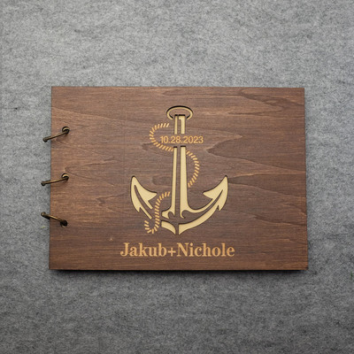 A4/A5 Personalized Wedding Guest Book Wedding Guestboook Anchor Wishes Book Wooden Wedding Album Baptism Bridal Shower Guestbook