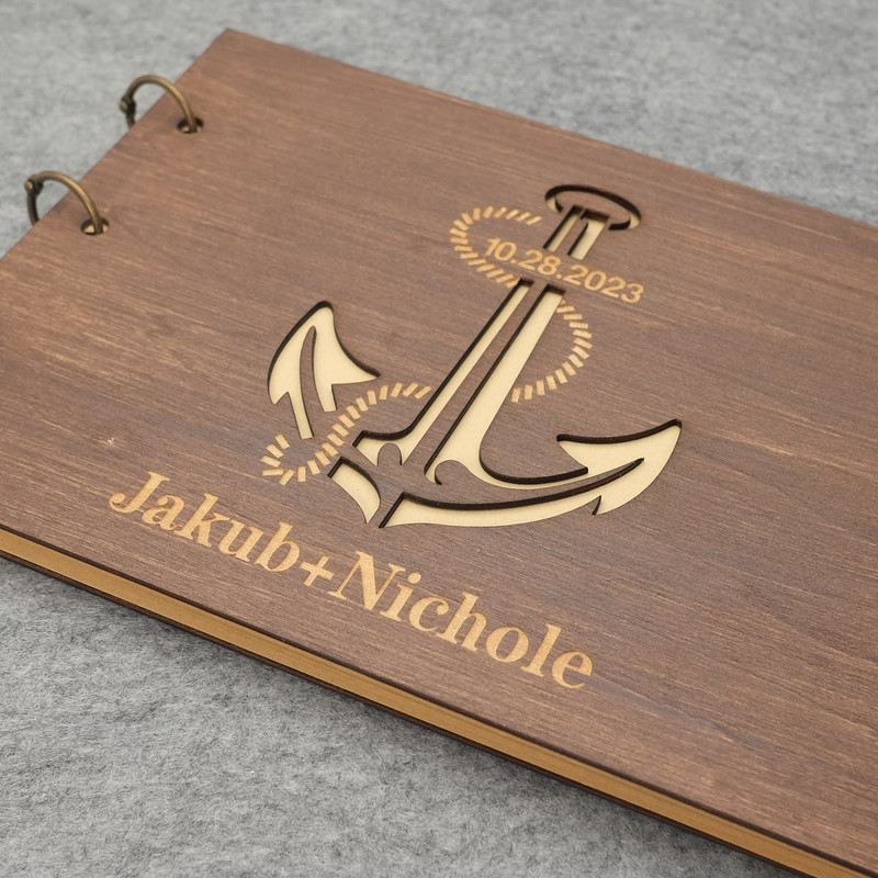 A4/A5 suasmeninta vestuvių svečių knyga Vestuvių svečių knyga Anchor Wishes Book Medinis vestuvių albumas Krikšto vestuvių dušas svečių knyga