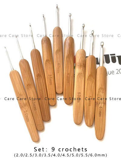 Set de ace de tricotat din bambus Set de croșetate Ac de broderie Ace de tricotat din lemn cu set de croșetat de transport gratuit