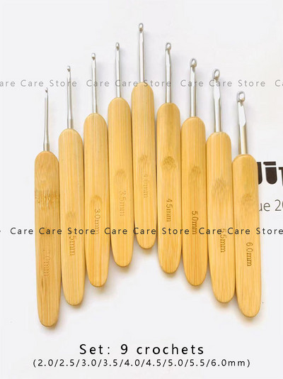 Set de ace de tricotat din bambus Set de croșetate Ac de broderie Ace de tricotat din lemn cu set de croșetat de transport gratuit