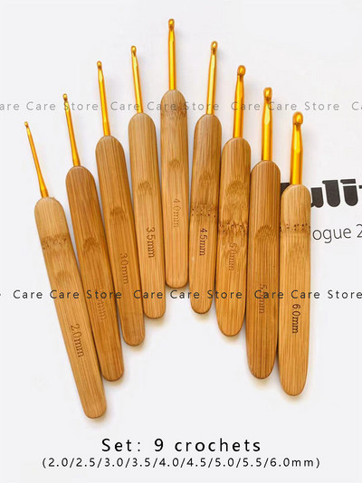 Set de ace de tricotat din bambus Set de croșetate Ac de broderie Ace de tricotat din lemn cu set de croșetat de transport gratuit