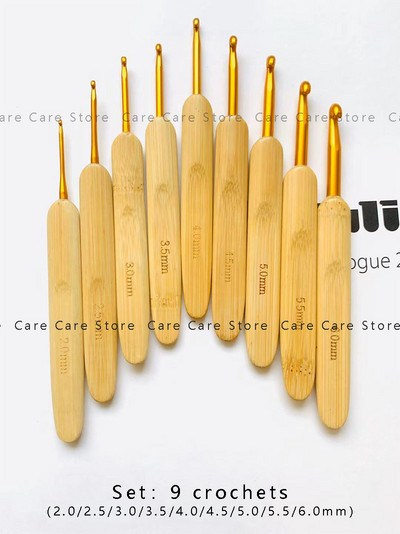 Set de ace de tricotat din bambus Set de croșetate Ac de broderie Ace de tricotat din lemn cu set de croșetat de transport gratuit