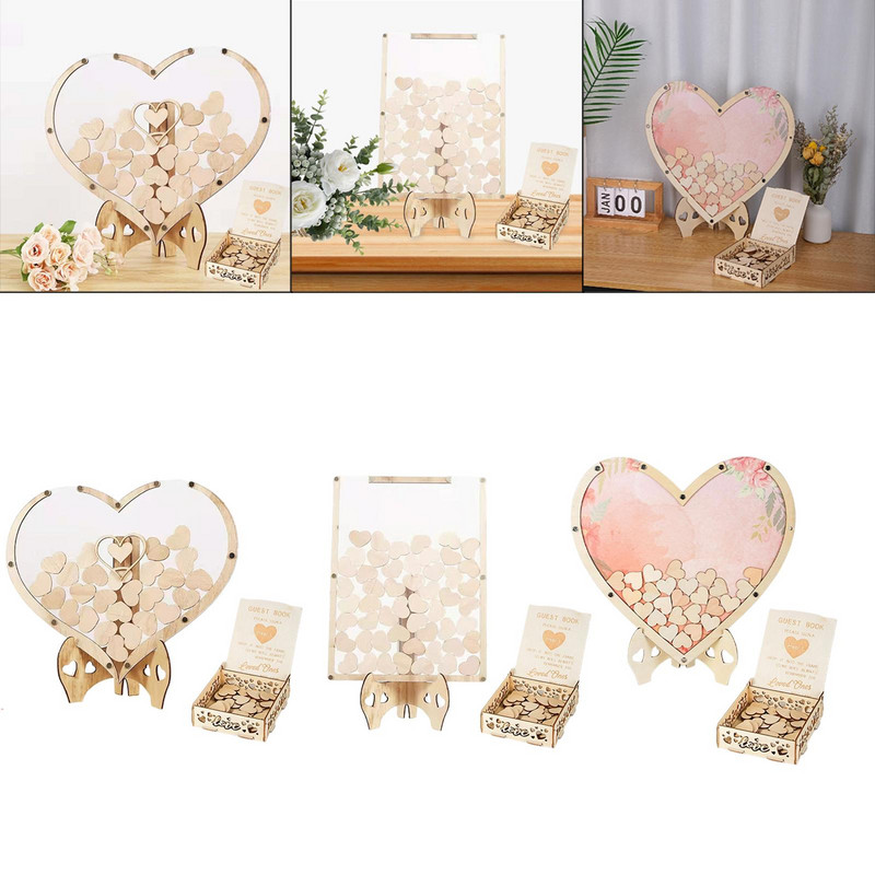 Vestuvių svečių knygos pakeitimas 80 medinių ženklų širdelių kaimiškomis dekoracijomis Drop Box svečių knyga gimtadienio vakarėliui, kūdikių vakarėliui