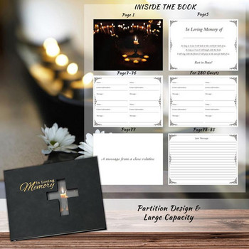 Guest Book For Funeral Black Memorial Βιβλίο επισκεπτών Celebration Of Life Memorial Service Registry Set with Pen and Memory Table Card