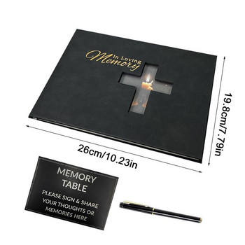 Guest Book For Funeral Black Memorial Βιβλίο επισκεπτών Celebration Of Life Memorial Service Registry Set with Pen and Memory Table Card