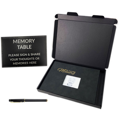 Guest Book For Funeral Black Memorial Βιβλίο επισκεπτών Celebration Of Life Memorial Service Registry Set with Pen and Memory Table Card