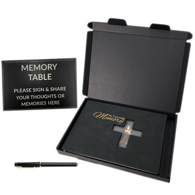 Guest Book For Funeral Black Memorial Βιβλίο επισκεπτών Celebration Of Life Memorial Service Registry Set with Pen and Memory Table Card
