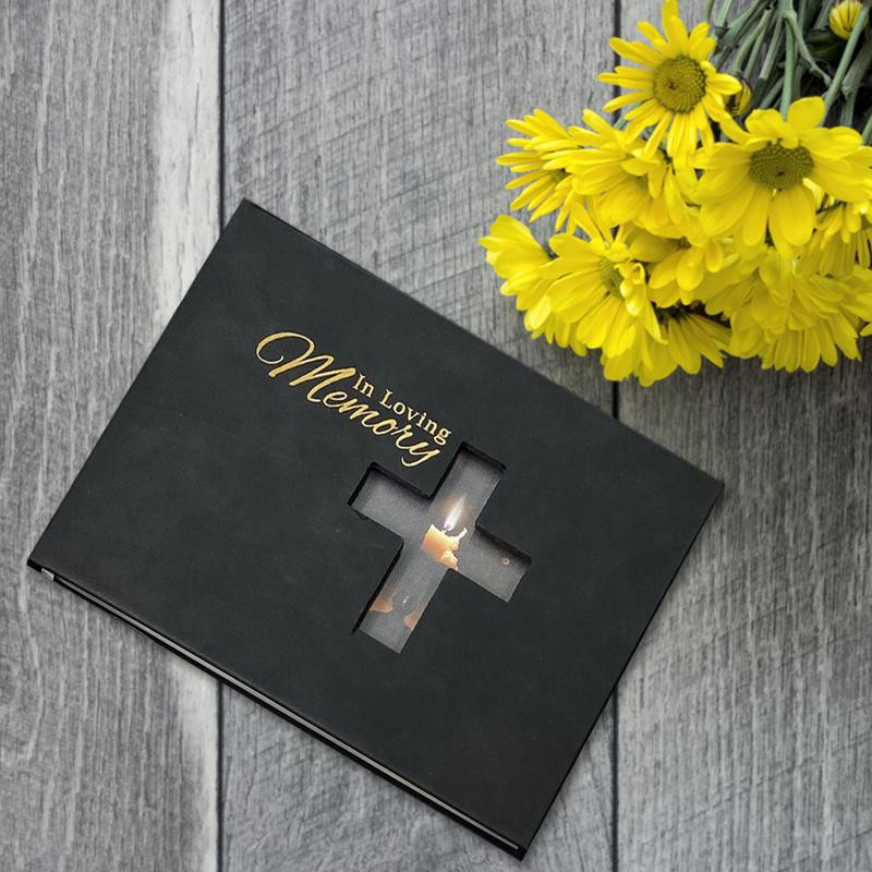 Svečių knyga laidotuvėms Juodasis memorialas Svečių knyga Gyvenimo šventimo atminimo tarnybos registro rinkinys su rašikliu ir atminties kortele